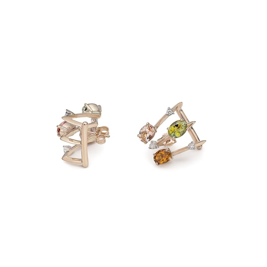 'Balance' 3 elements earrings with tourmalines BALANCE | OR3AU9R TORM CT 0,18